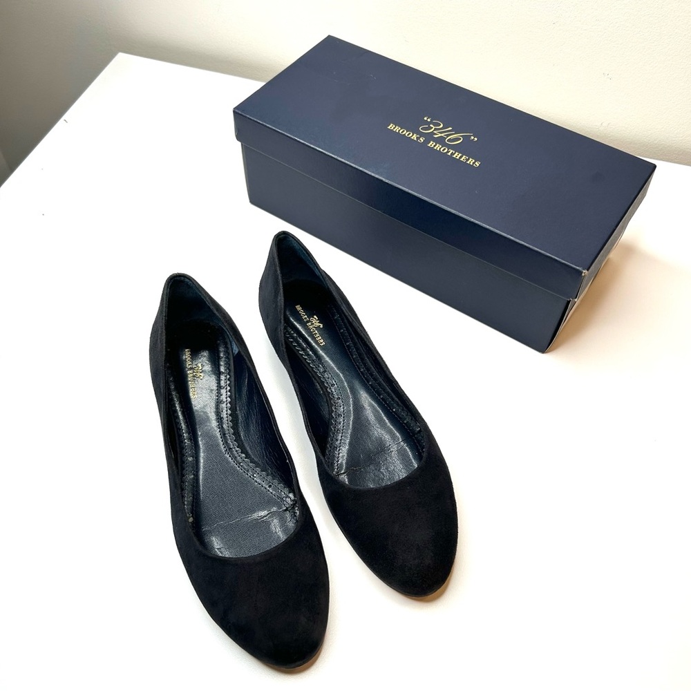 Brooks Brothers Suede Leather Navy Blue Ballet Flats
